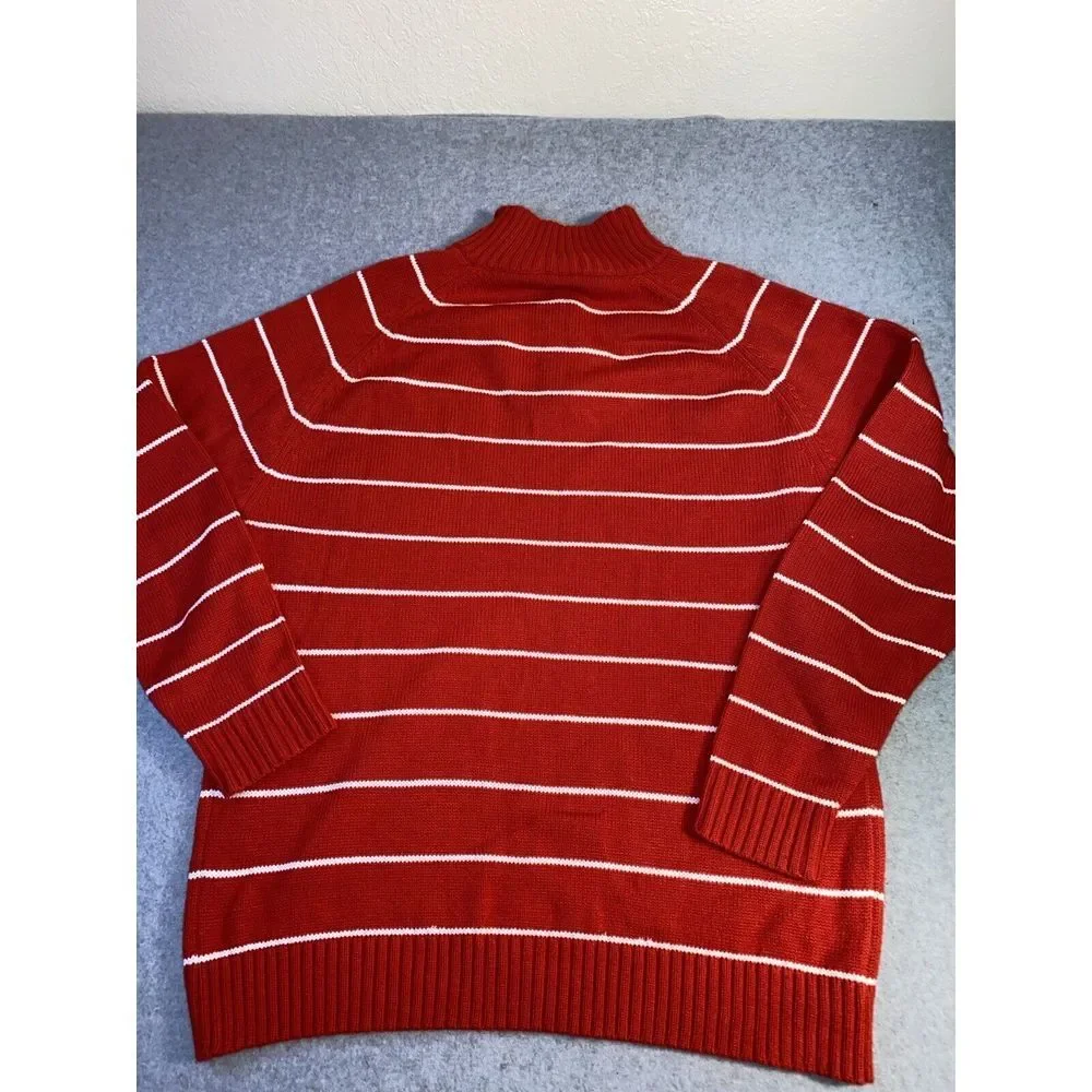 SOUTHPOLE Vtg Red Striped 1/4 Zip Rib Knit SWEATER Men's XL - Picture 7 of 9